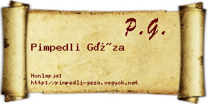 Pimpedli Géza névjegykártya